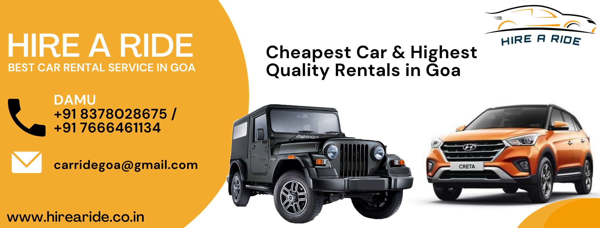 Hire a ride in Goa | Car rentals in Goa