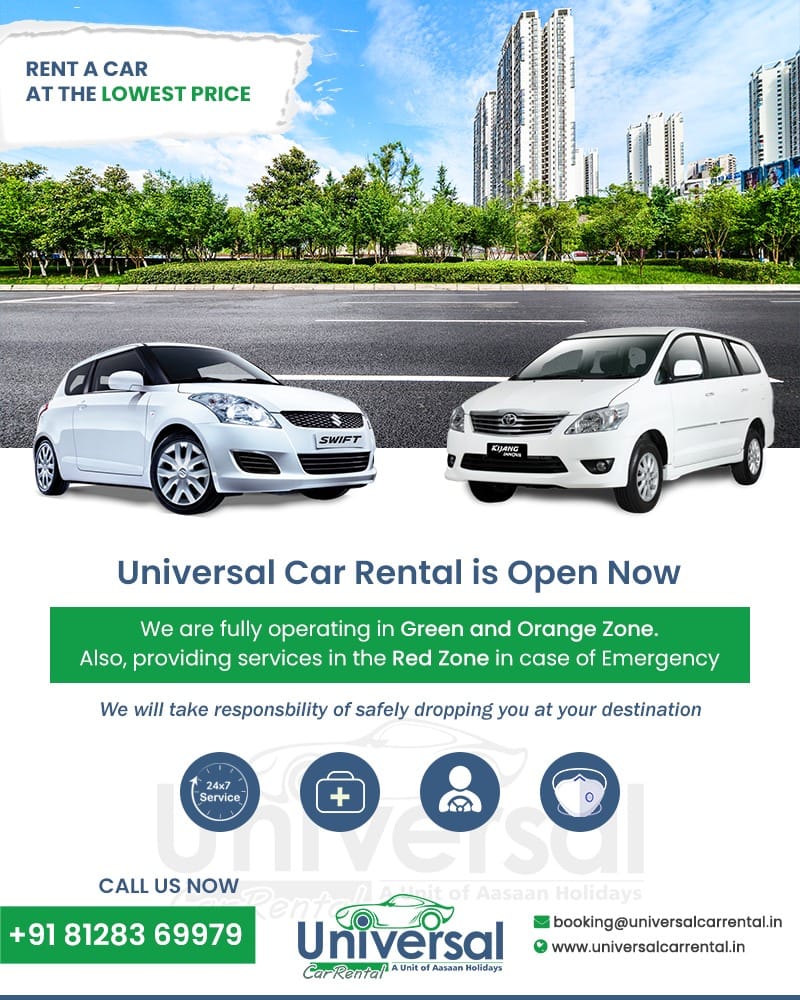 Universal Car Rental provides Best Deals for a car rental services in across the India.