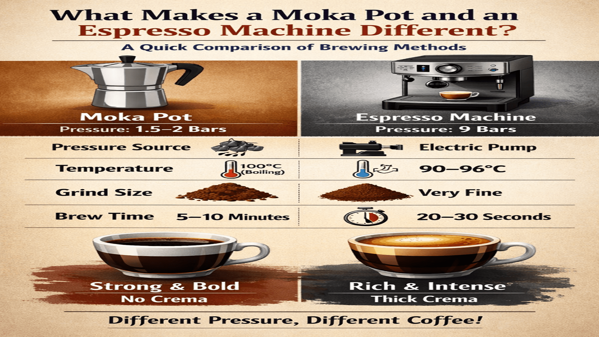 moka pot and espresso machine different