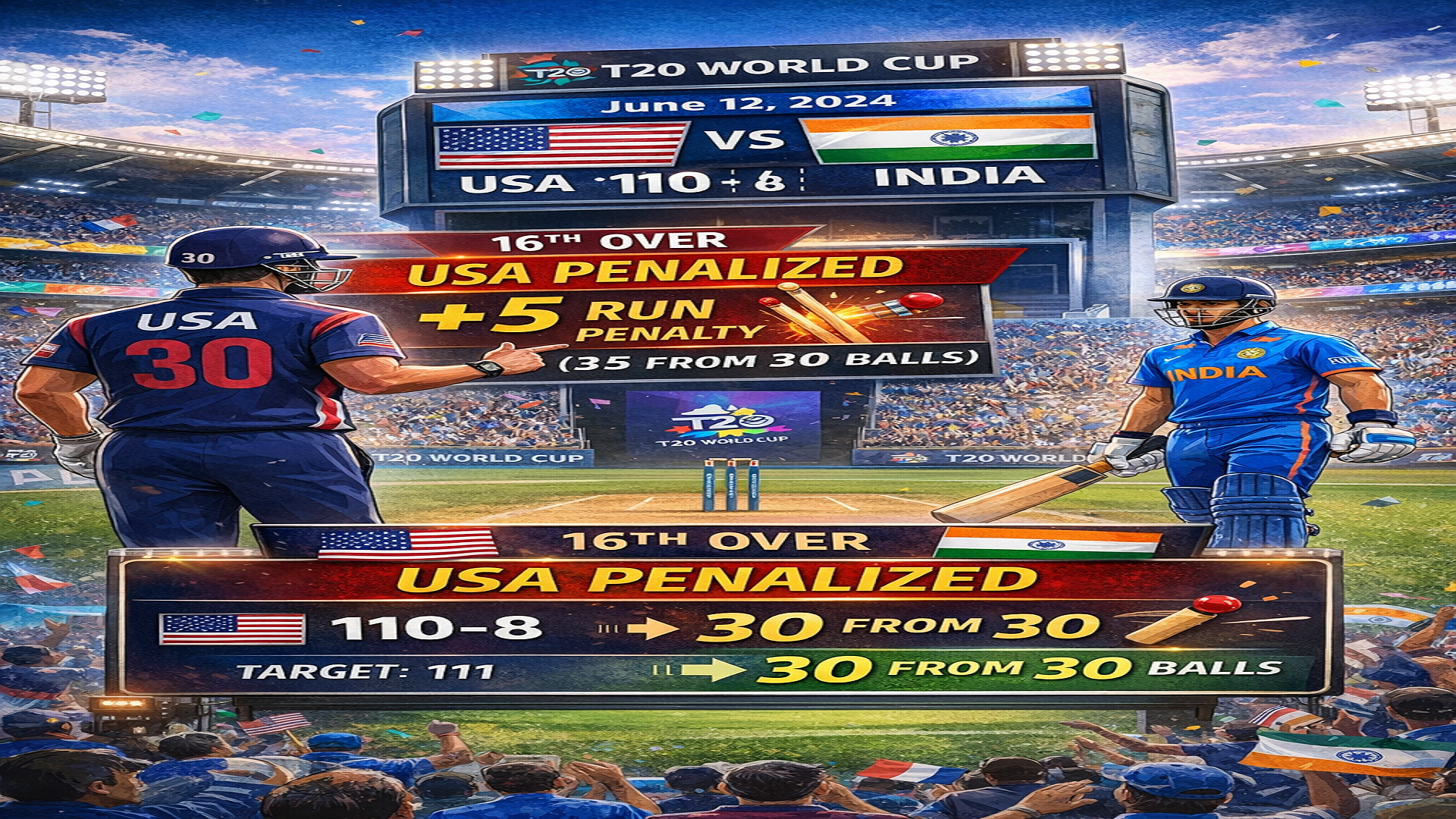 USA penalized T20 Stop Clock rule